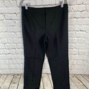 Tory Burch Size 6 Black Plaid Accent Ankle Dress Pants LKNW